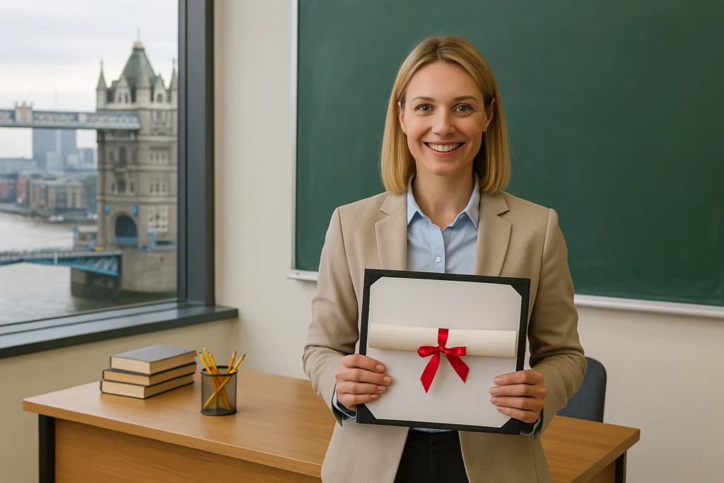 Teacher with diploma