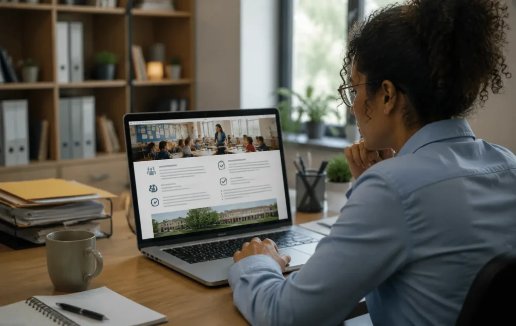 job seeker reading through a detail Teaching position advertisement 